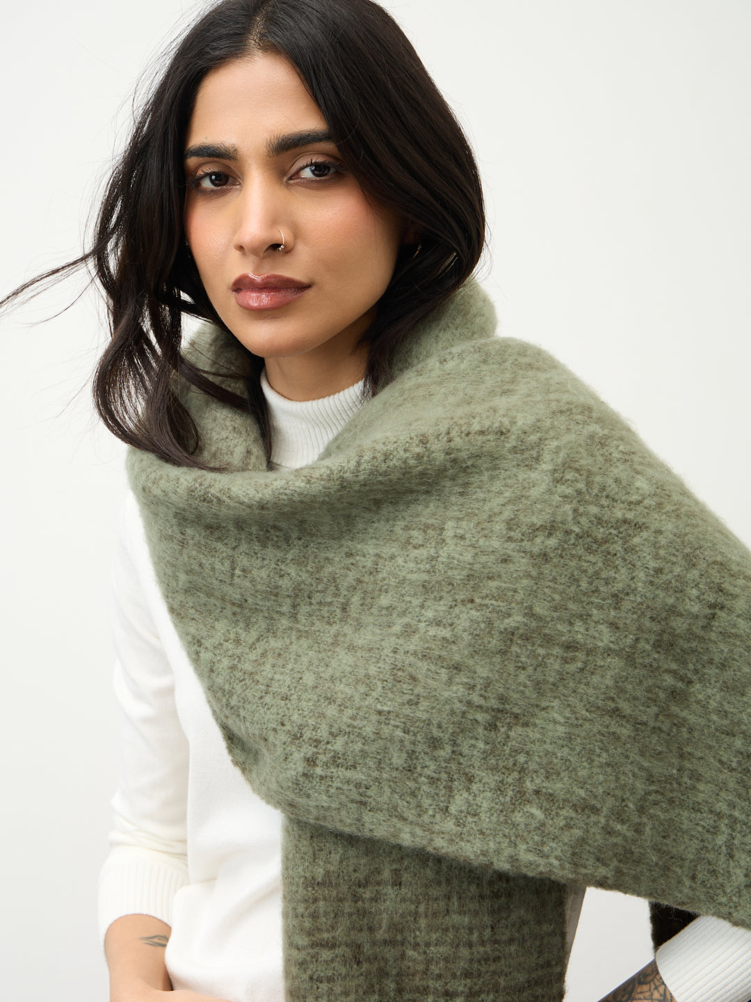 Olive Ombre Fringed Scarf