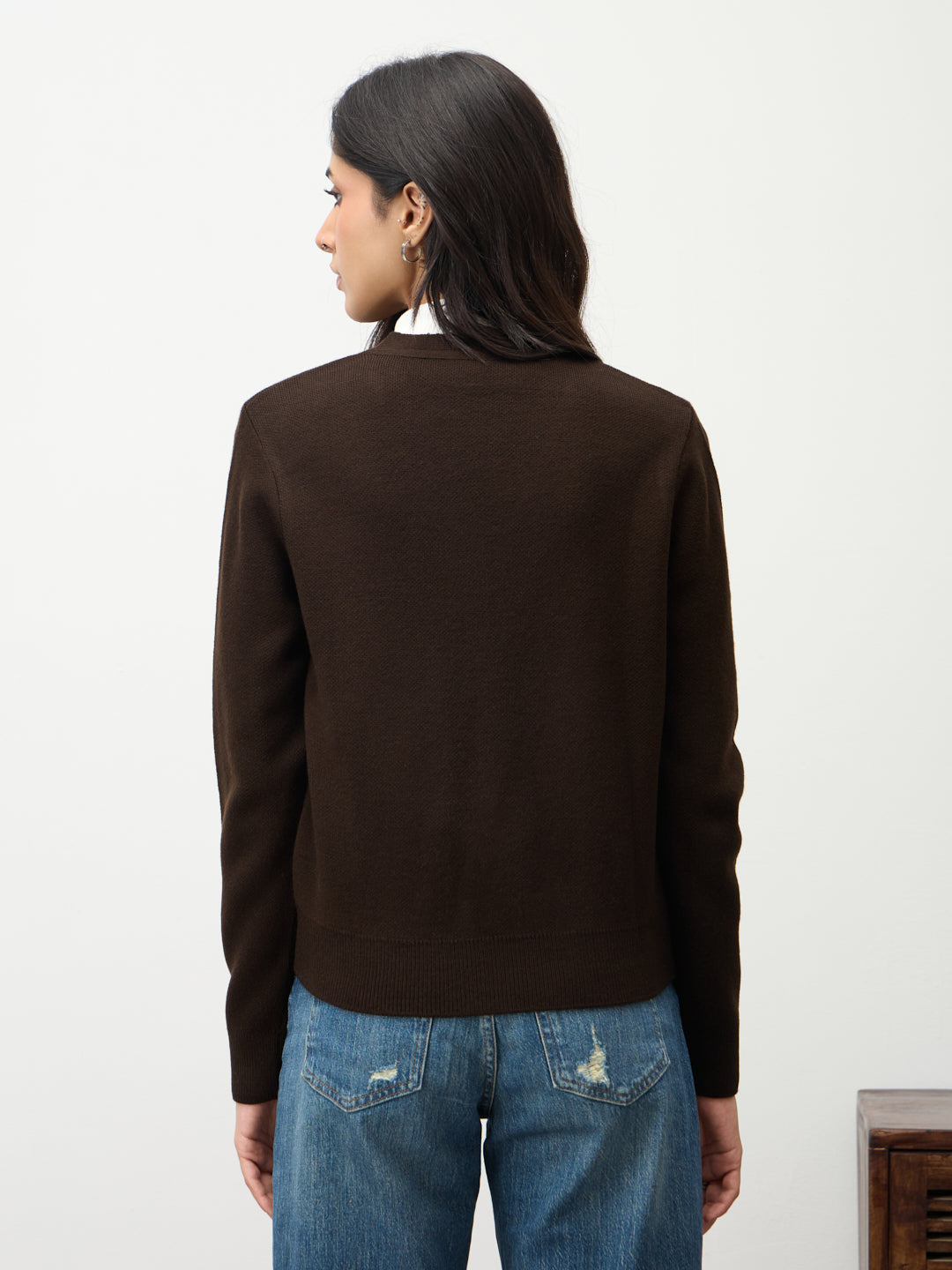 Coffee Brown V-Neck Cardigan
