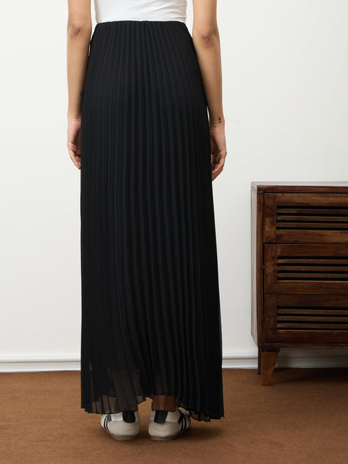 Black Pleated Maxi Skirt