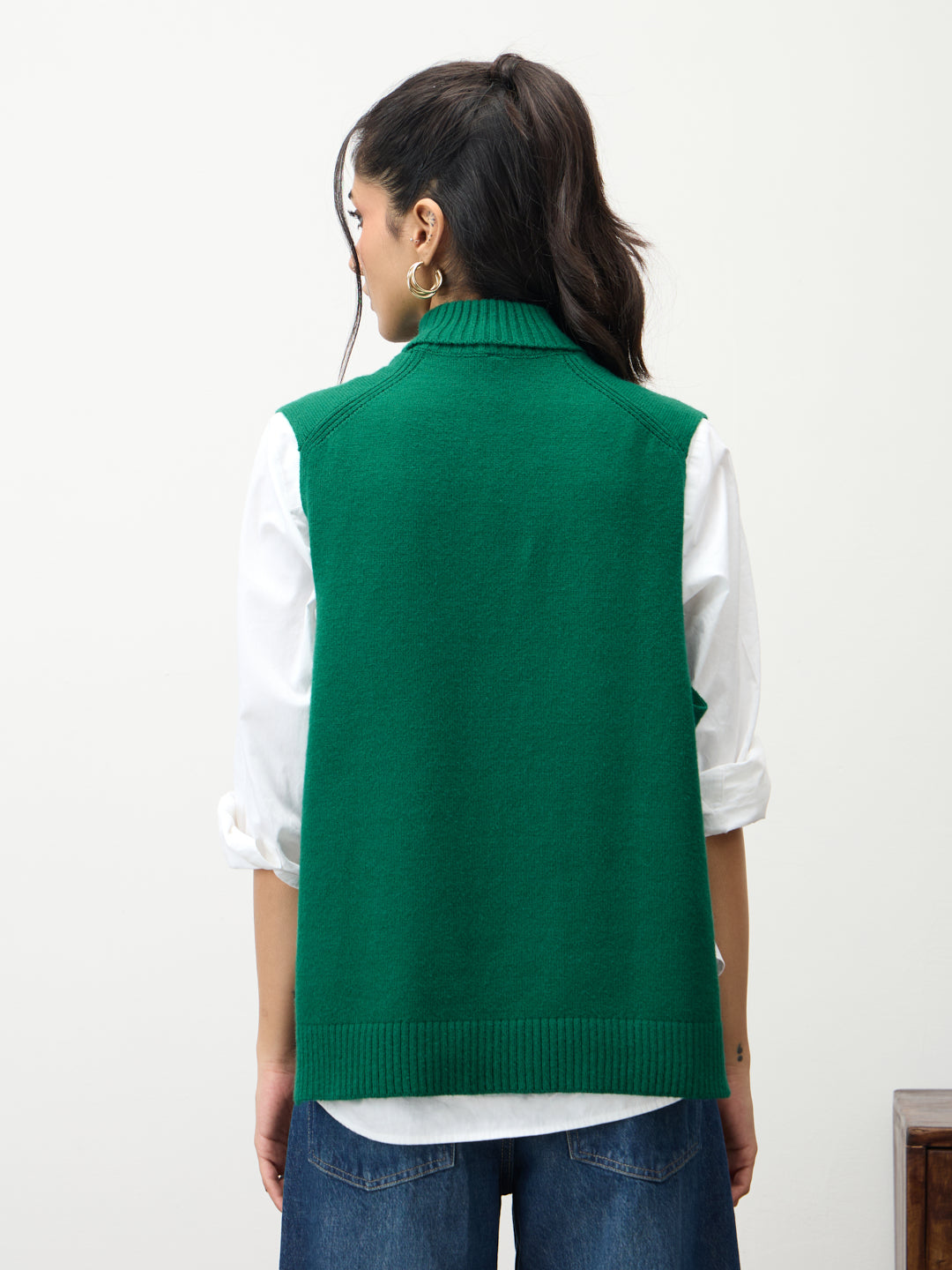 Bright Green Side Tie-Up Sweater Vest