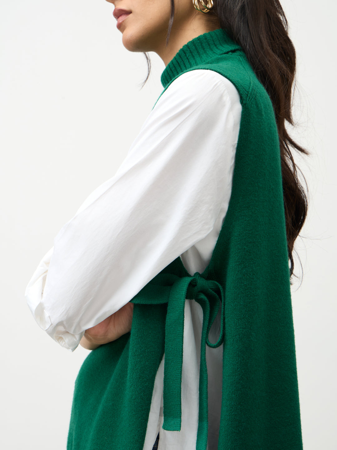 Bright Green Side Tie-Up Sweater Vest