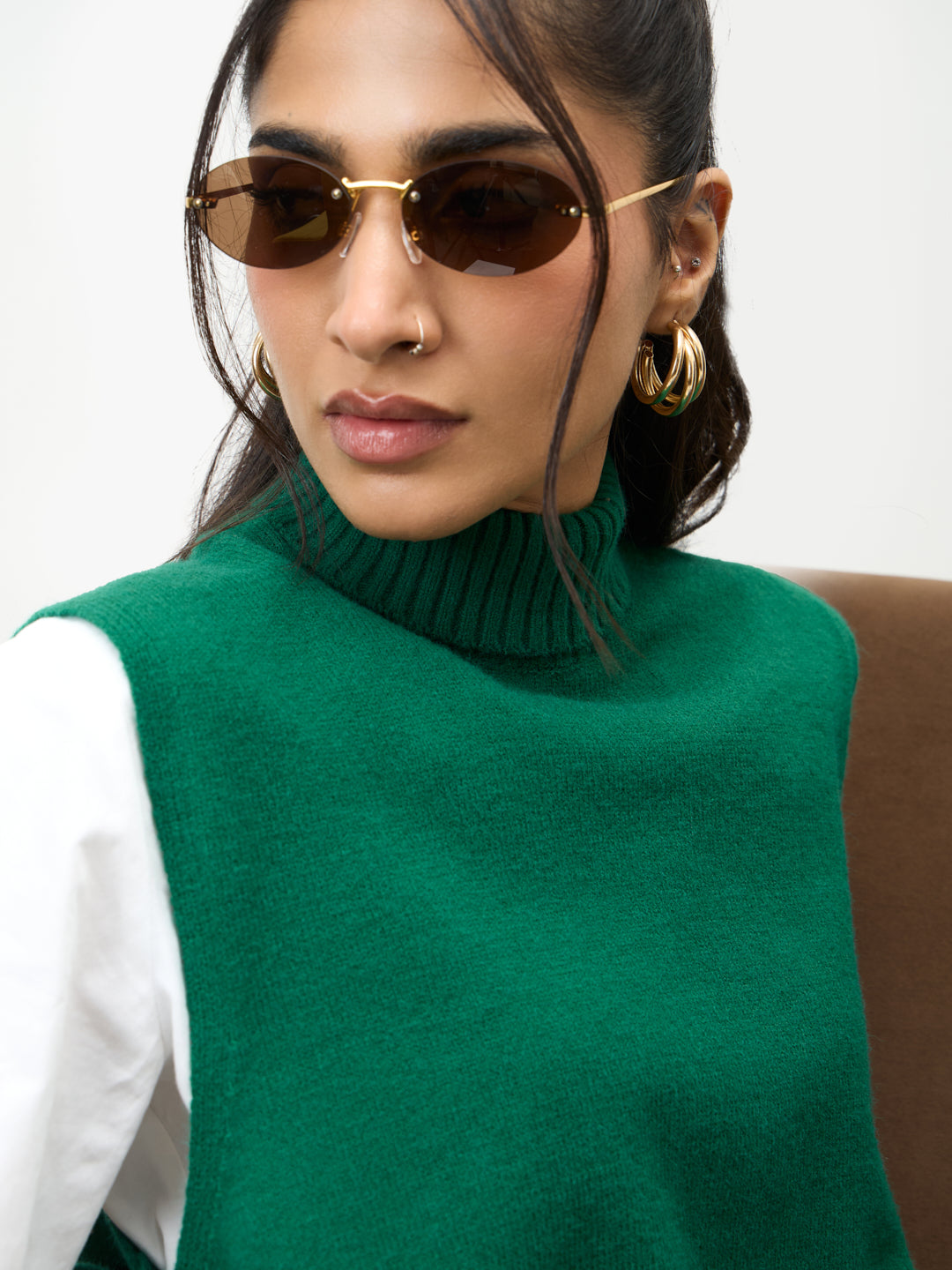 Bright Green Side Tie-Up Sweater Vest