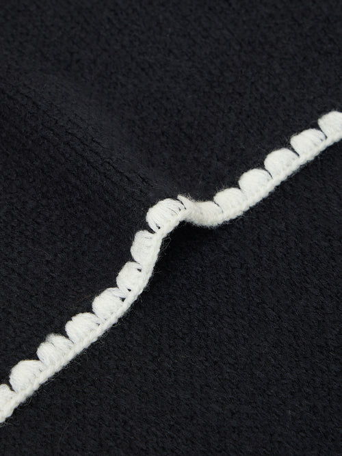 Black Contrast Stitch Detail Scarf