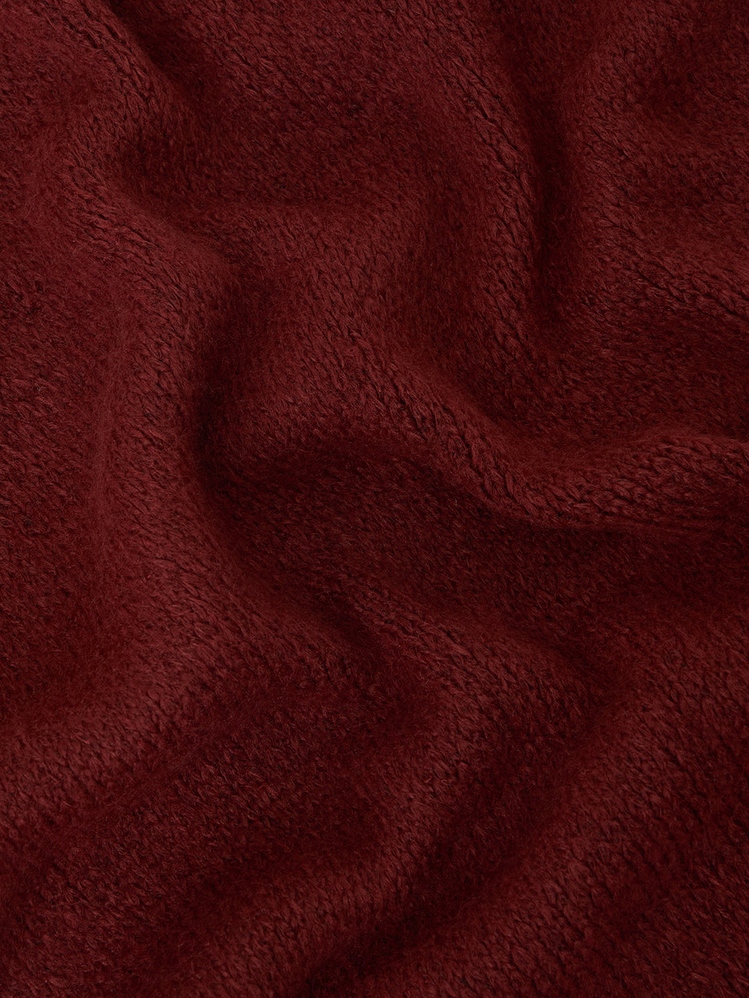 Deep Red Contrast Stitch Detail Scarf