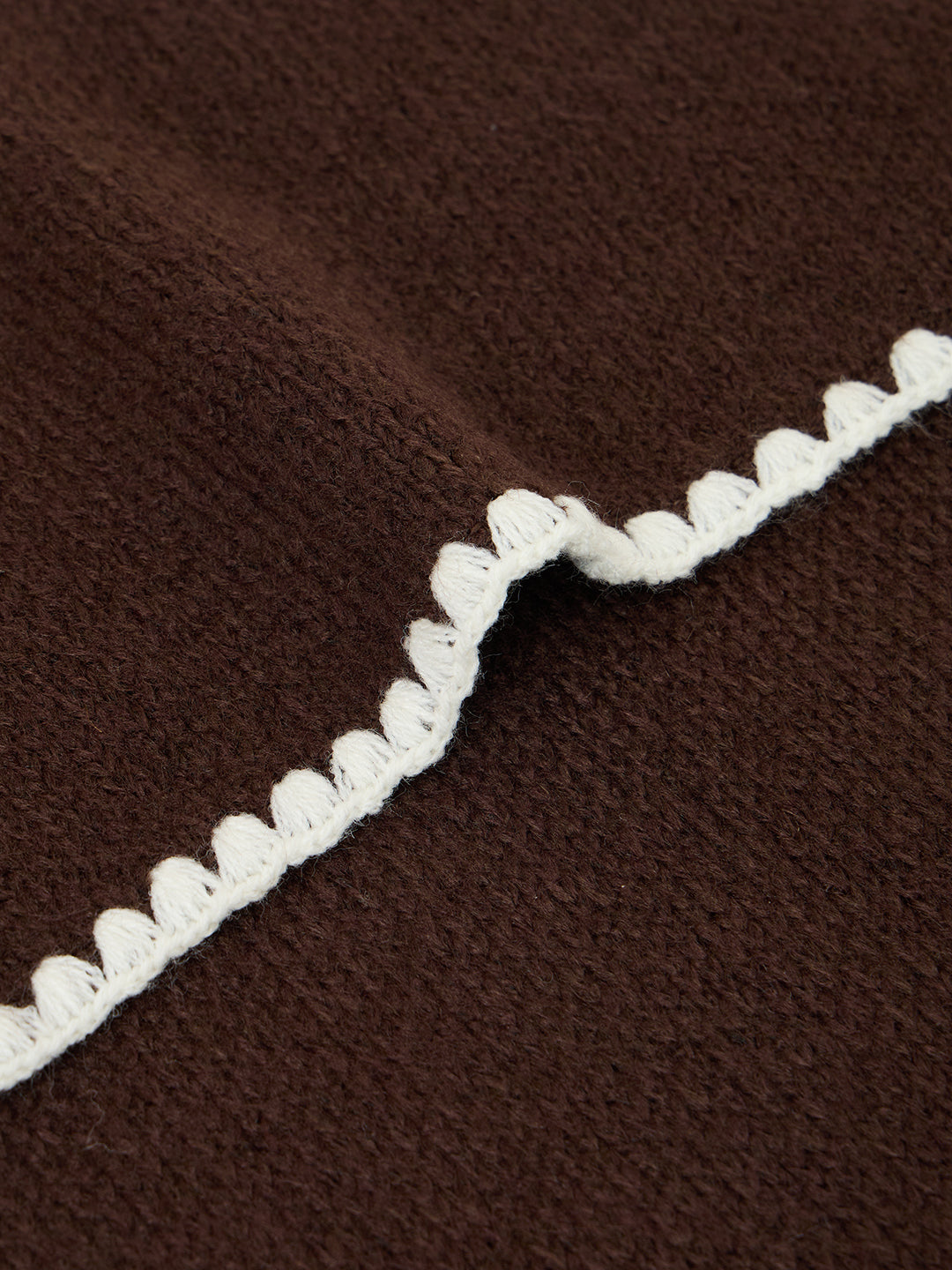 Mocha Contrast Stitch Detail Scarf