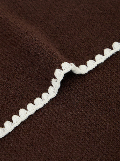 Mocha Contrast Stitch Detail Scarf