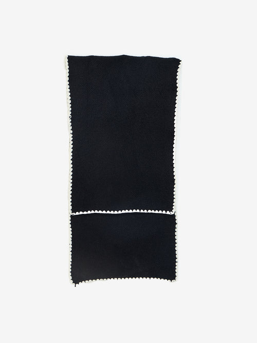 Black Contrast Stitch Detail Scarf