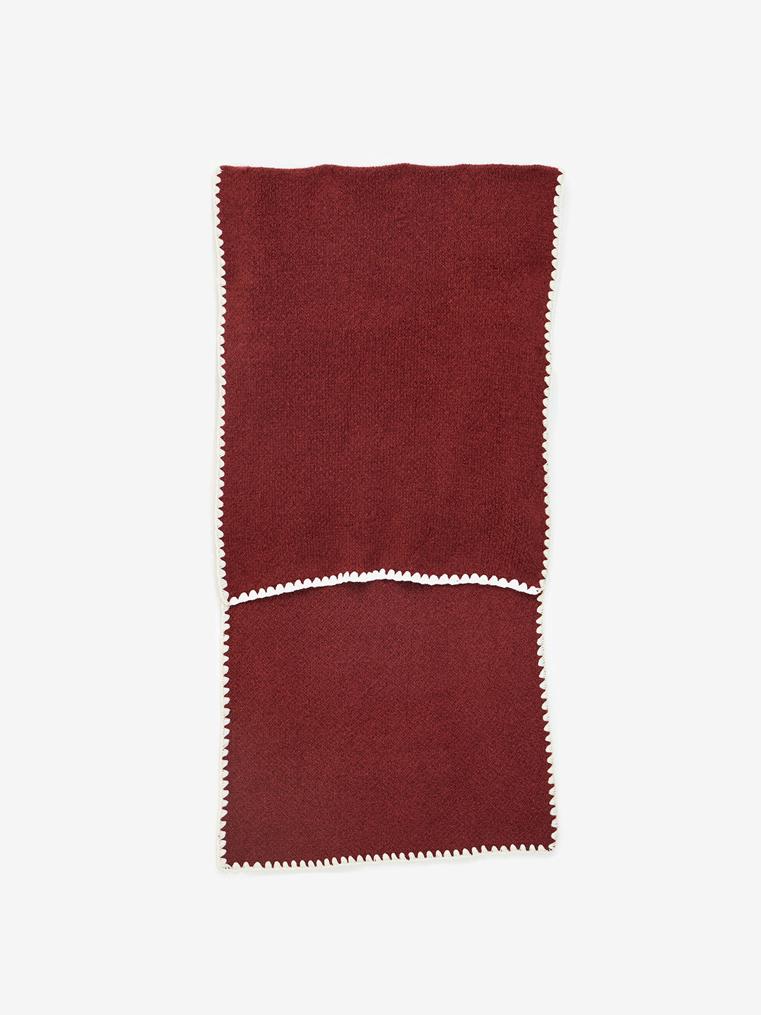 Deep Red Contrast Stitch Detail Scarf