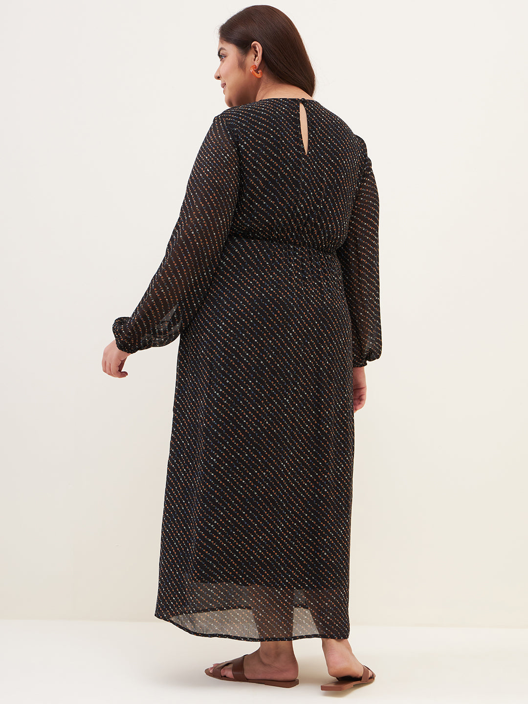 Black Ditsy Floral Printed Maxi Dress
