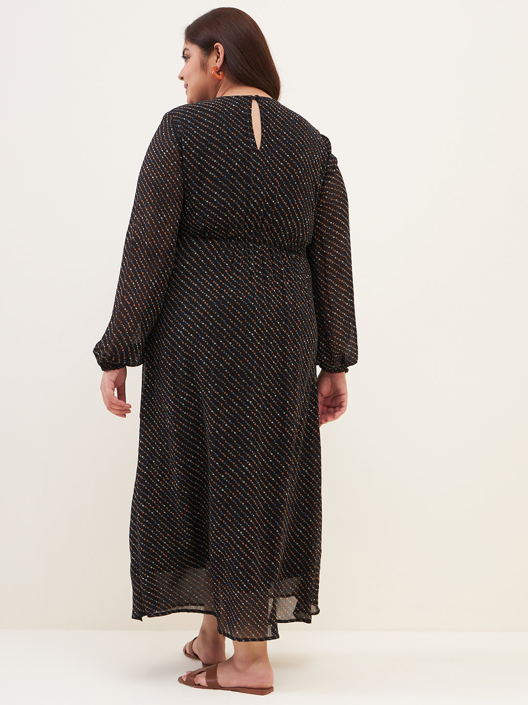 Black Ditsy Floral Printed Maxi Dress