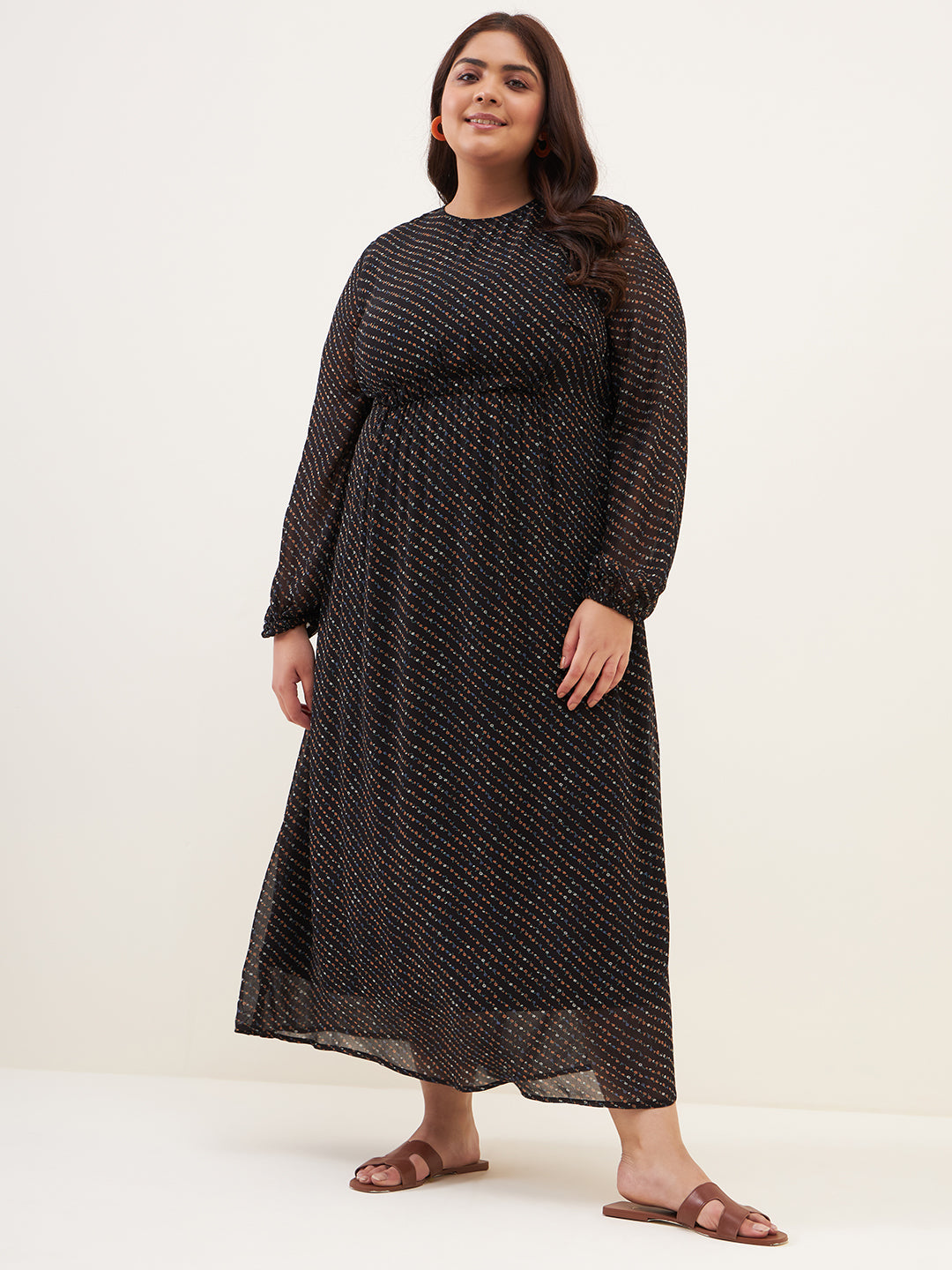 Black Ditsy Floral Printed Maxi Dress