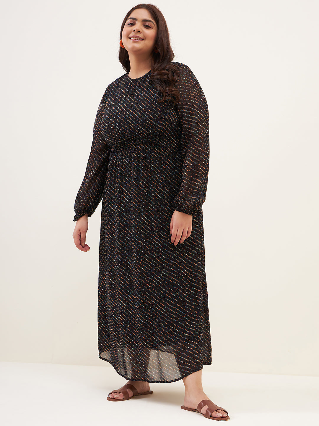 Black Ditsy Floral Printed Maxi Dress