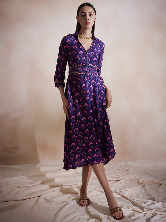 Purple Booti Printed Embellished Maxi Dress
