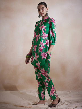 Green Tropical Printed Co-Ord Set
