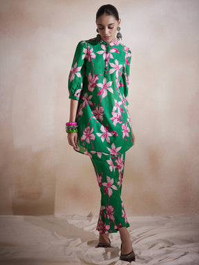 Green Tropical Printed Co-Ord Set
