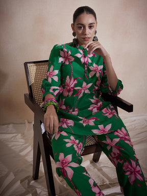 Green Tropical Printed Co-Ord Set
