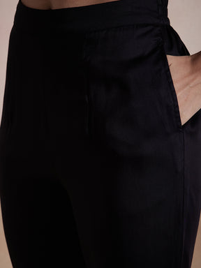 Black Solid Embellished Co-Ord Set