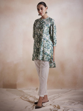 Green Leaf Printed High Low Co-Ord Set