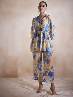 Yellow Floral Embroidered Co-Ord Set