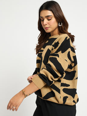 Black And Beige Abstract Sweater