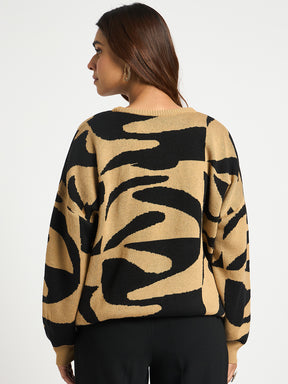 Black And Beige Abstract Sweater