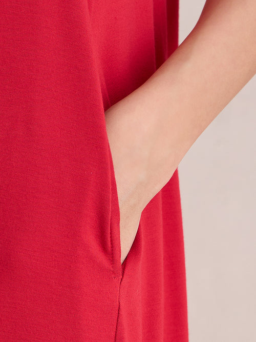 Bamboo Red Knit Swing Mini Dress