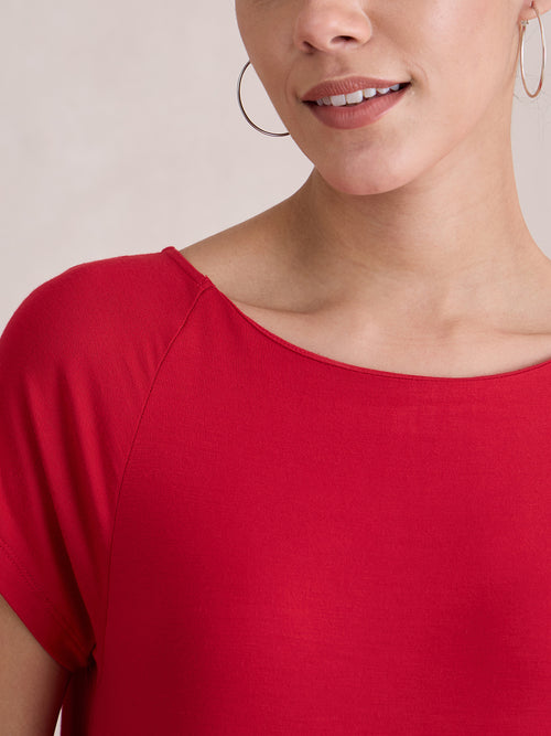 Bamboo Red Knit Swing Mini Dress