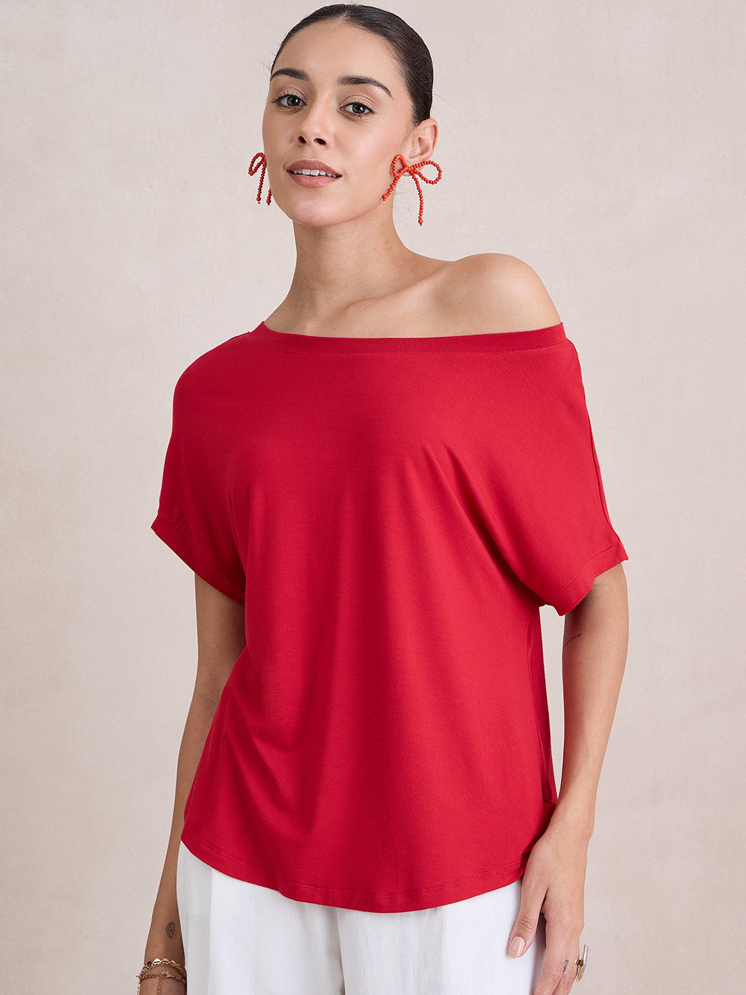 Bamboo Red Off Shoulder EasyTee