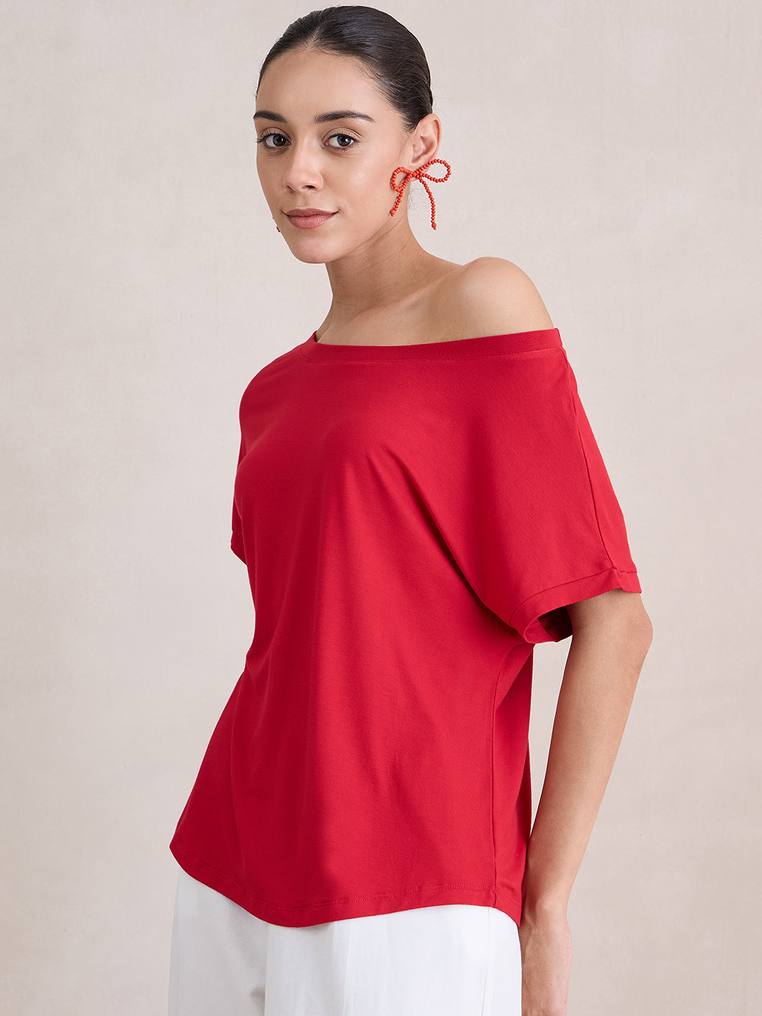 Bamboo Red Off Shoulder EasyTee
