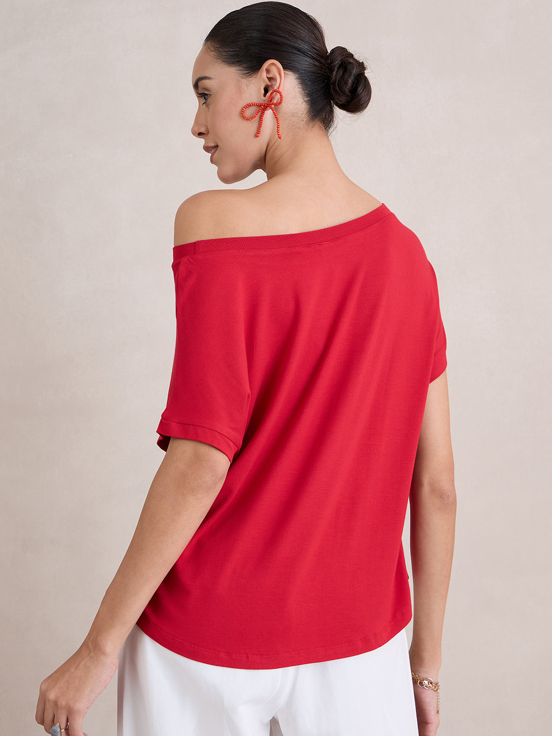 Bamboo Red Off Shoulder EasyTee