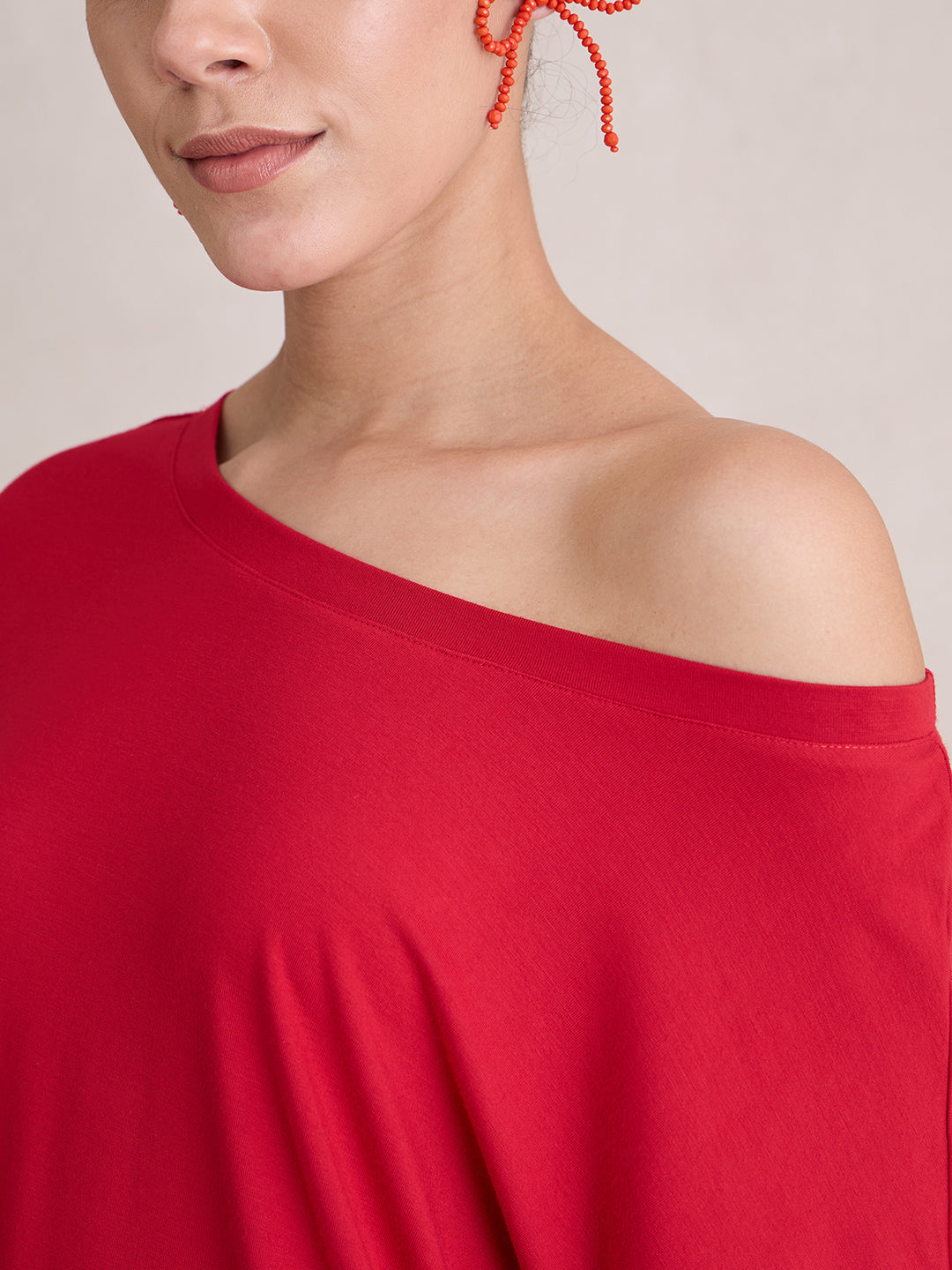 Bamboo Red Off Shoulder EasyTee