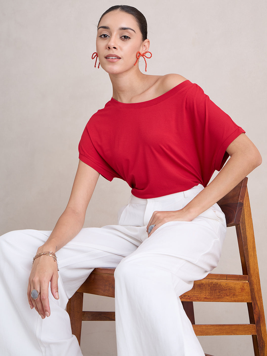 Bamboo Red Off Shoulder EasyTee