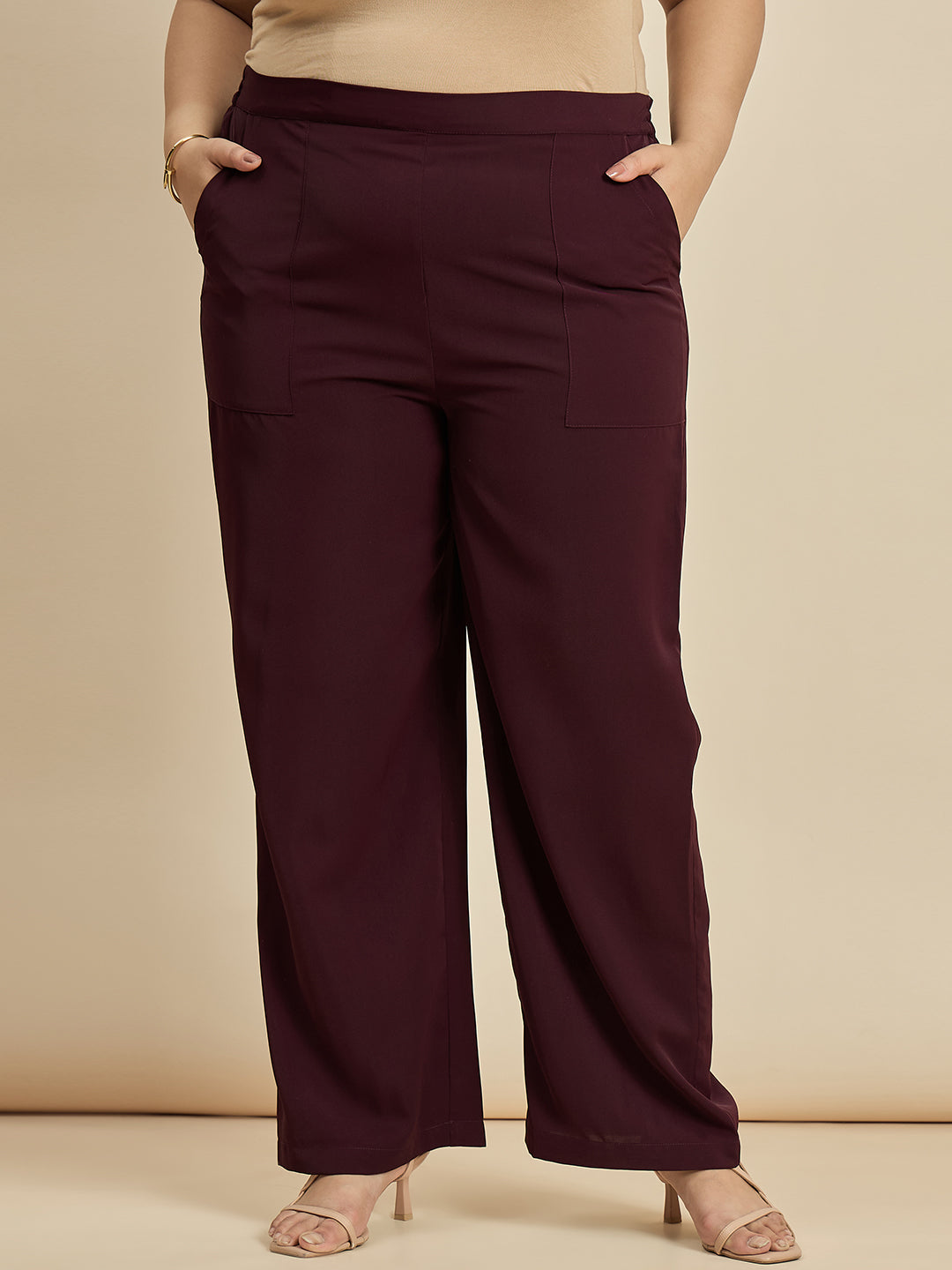 Wine Straight Fit Pants