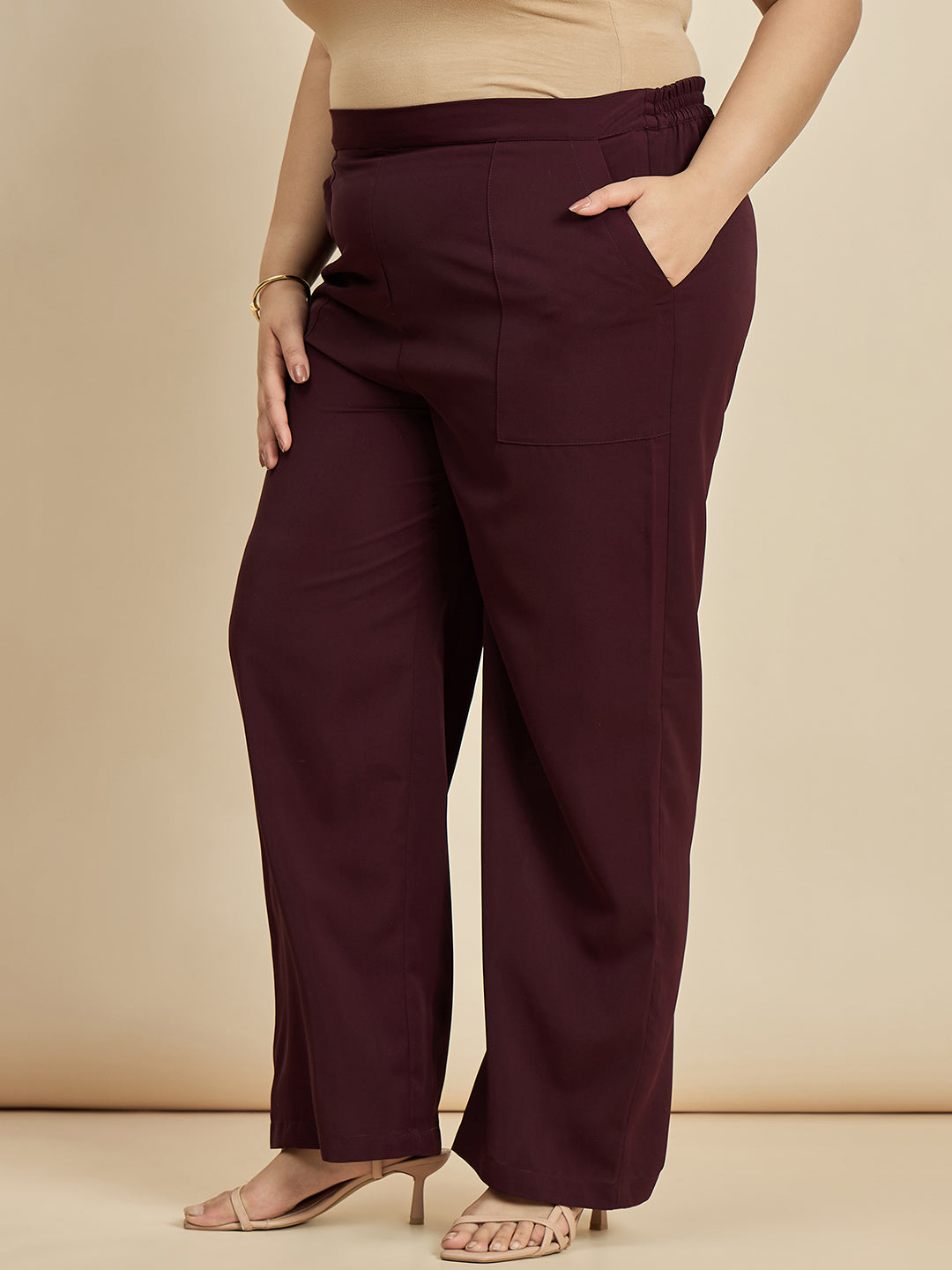 Wine Straight Fit Pants