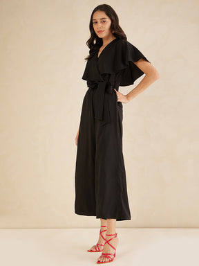 Black Kimono Wrap Jumpsuit