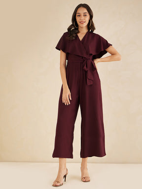 Wine Kimono Wrap Jumpsuit