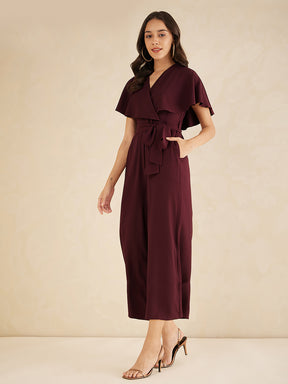 Wine Kimono Wrap Jumpsuit