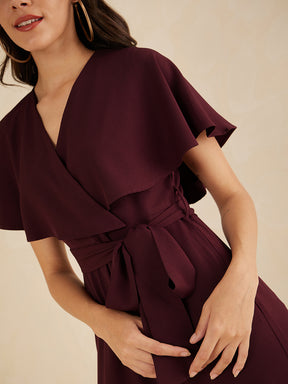 Wine Kimono Wrap Jumpsuit
