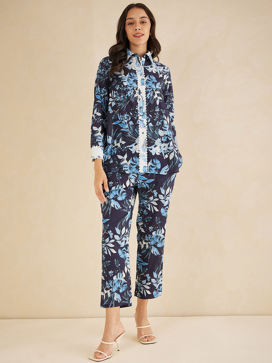 Buy PRINTED TWO PIECE BLUE CO-ORD SET for Women Online in India