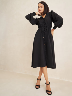 Black Button Down Midi Dress