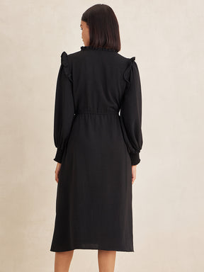 Black Button Down Midi Dress