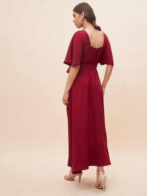 Red Kimono Wrap Maxi Dress