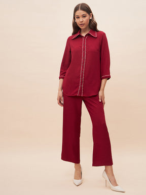 Red Laced Shirt Co-Ord Set