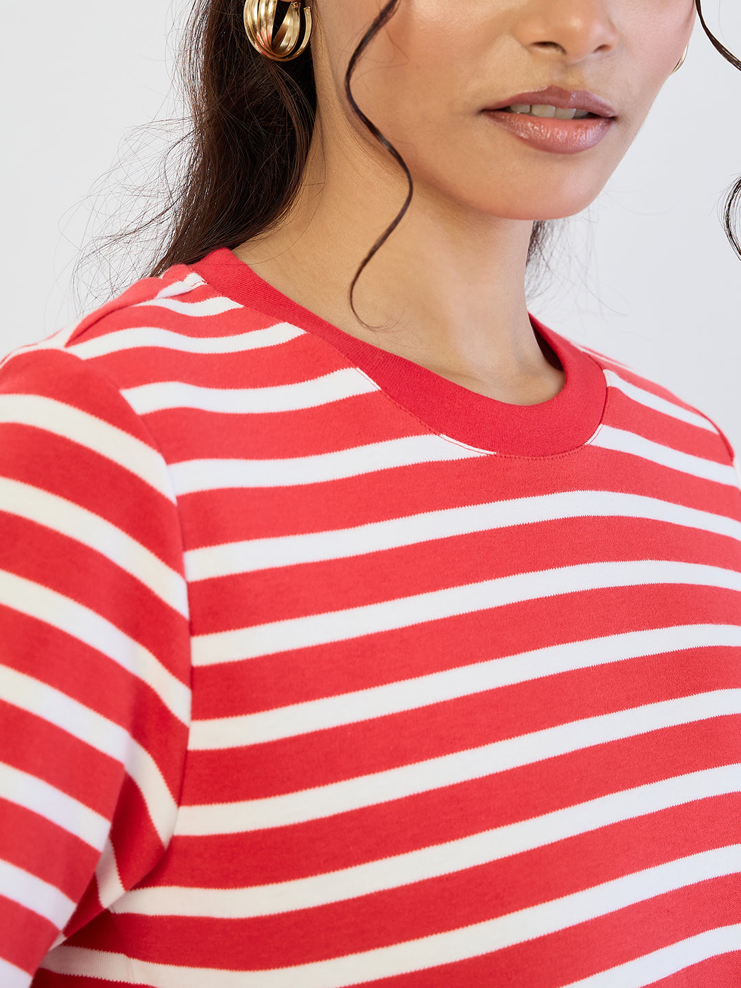 Red Striped Knit T-Shirt