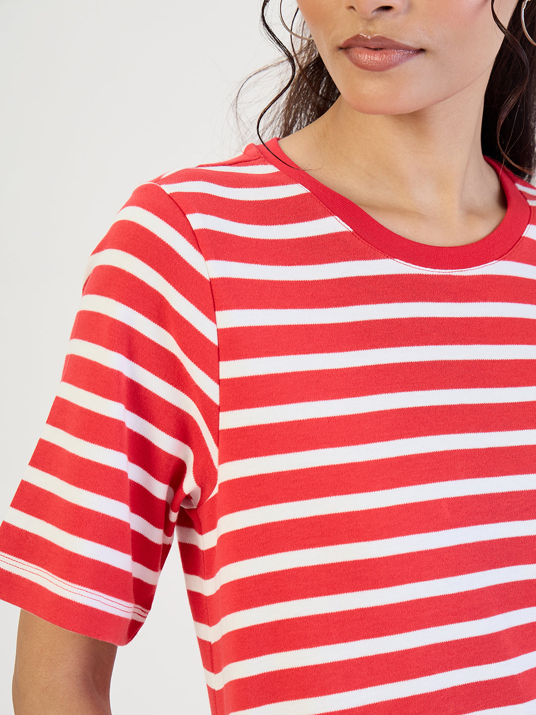 Red Striped Knit Midi Dress