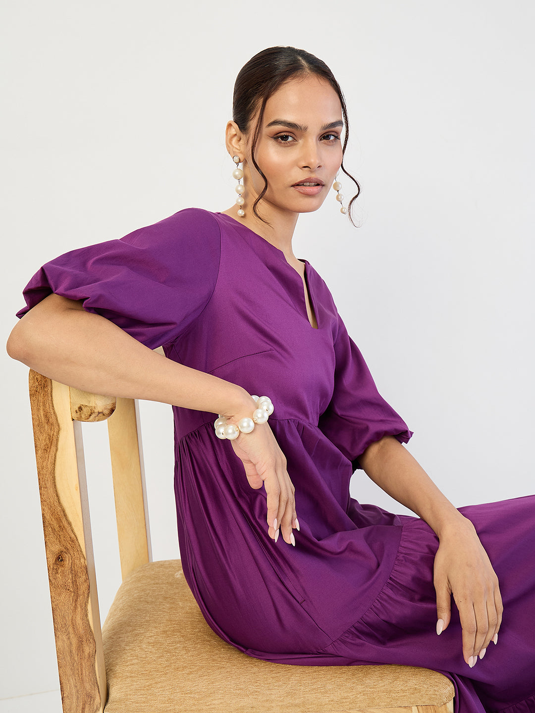 Purple Cotton Tiered Maxi Dress