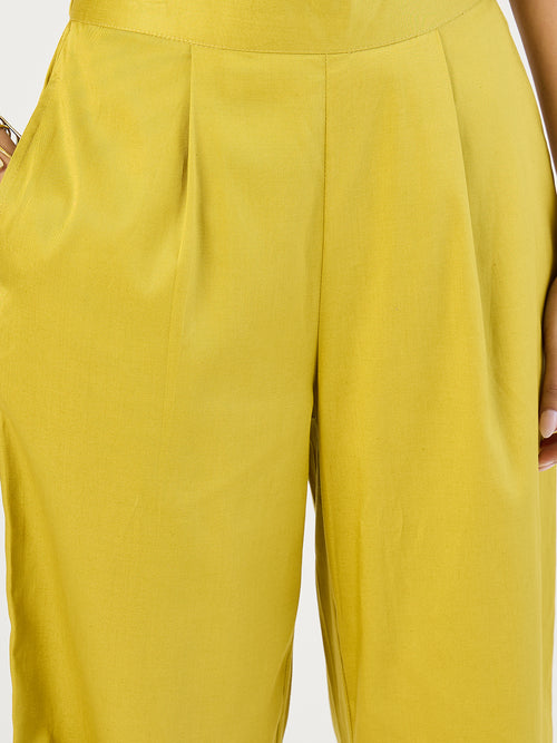 Citrine Green Cotton Pin Tuck Detail Co-Ord Set