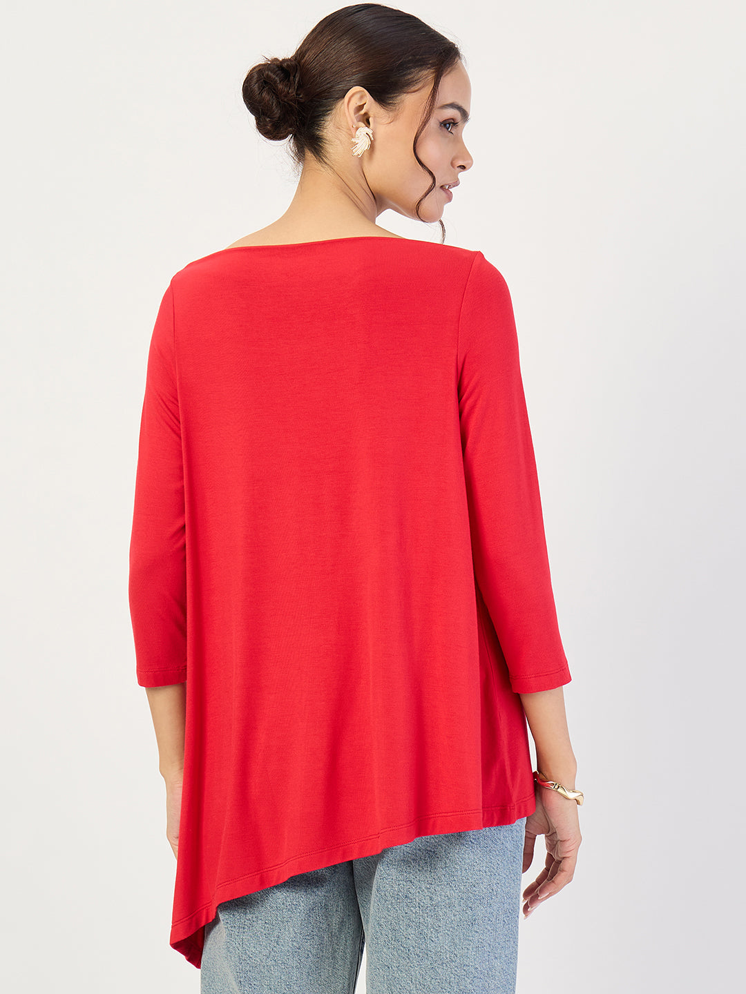 Red Asymmetric Hem Top
