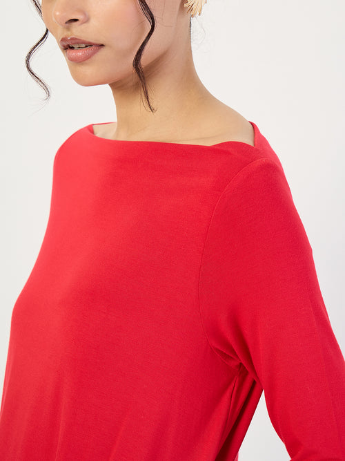Red Asymmetric Hem Top