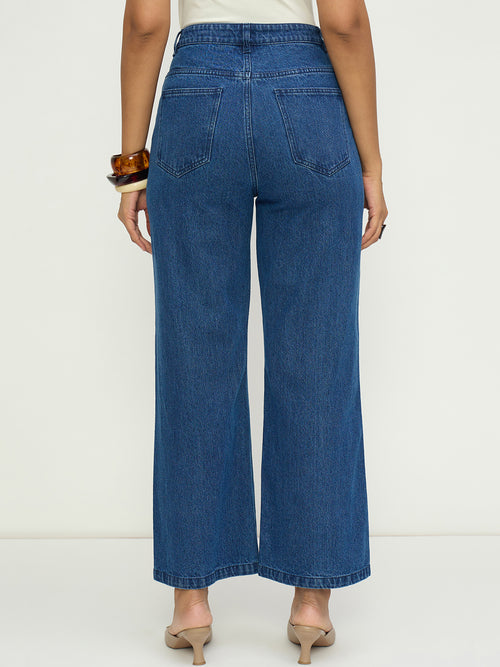 Navy Blue Flare Fit High-Rise Jeans